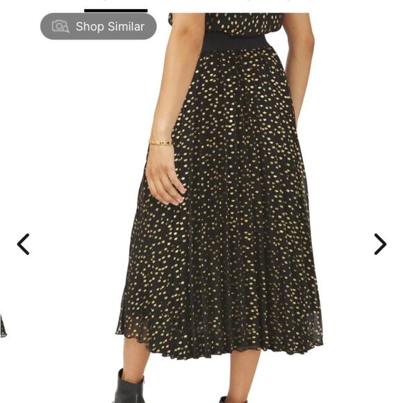 Vince Camuto Pleated Chiffon Foil Dot Maxi Skirt - Picture 8 of 10